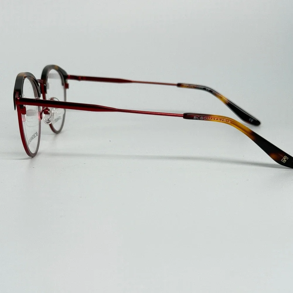 BCBGMAXAZRIA Astrid Wine Round Eyeglasses‎ Frame Stainless Steel Tortoiseshell